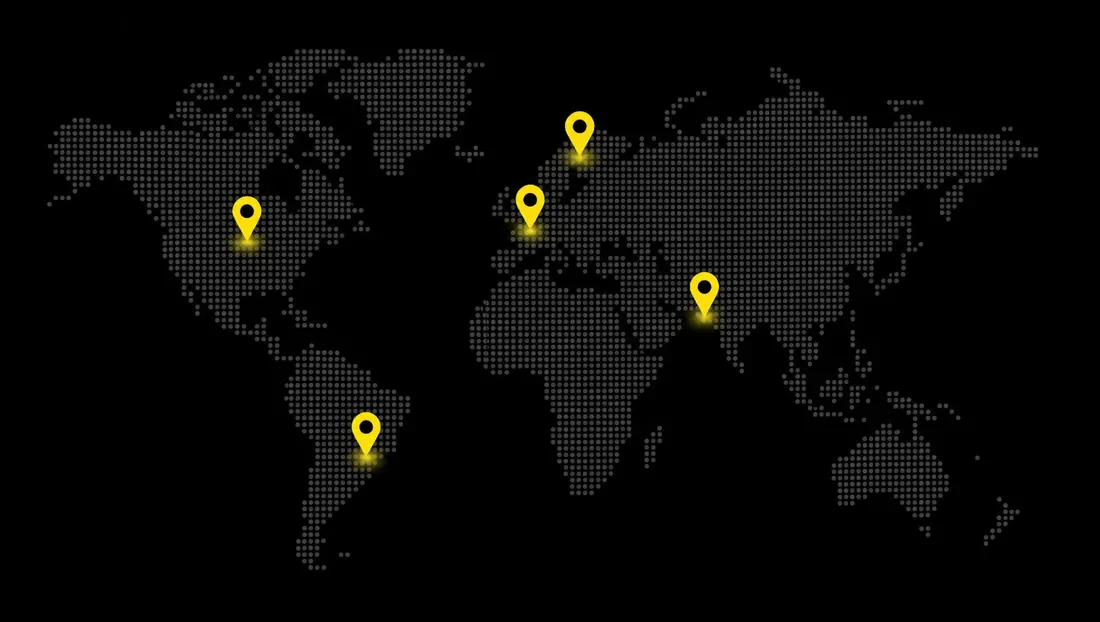 Karta över IPTV-kanaler i Sverige, Norden, Europa, Nordamerika och Asien
